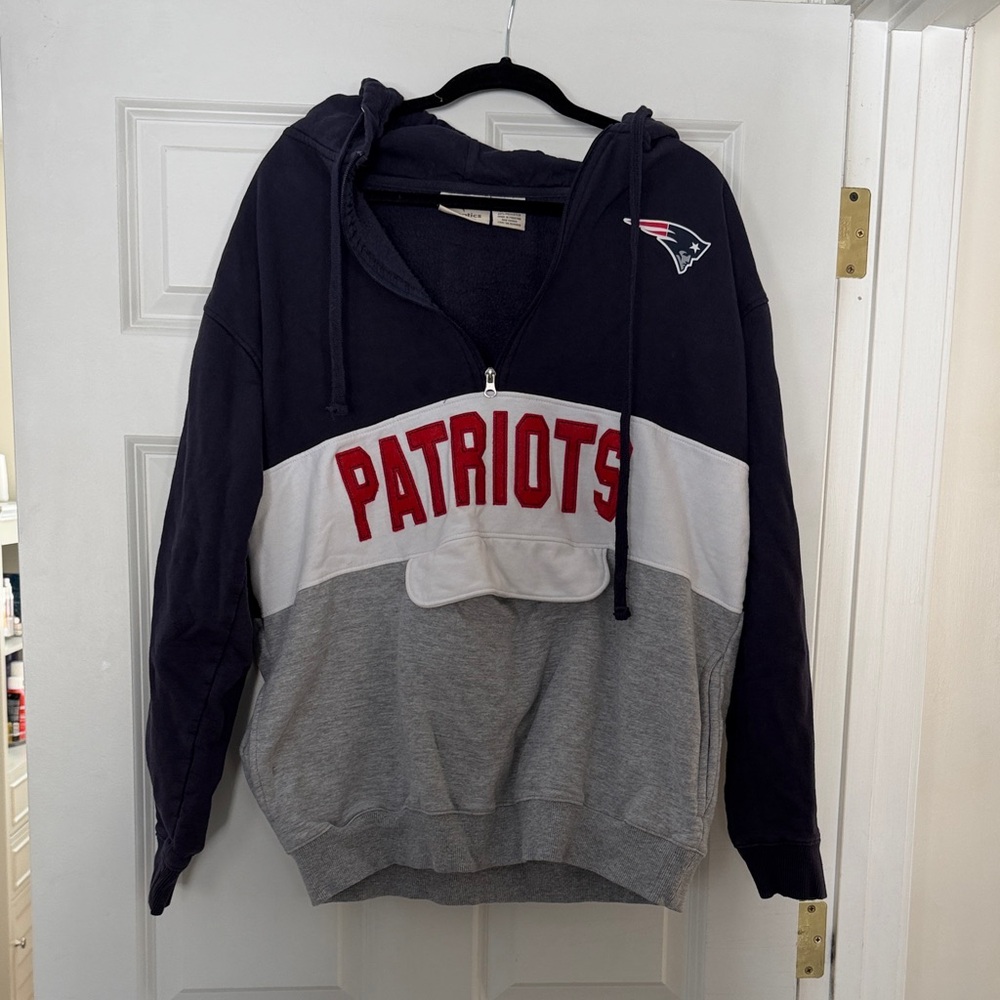 Fanatics Navy, White, and Gray Patriots Hoodie